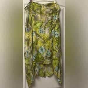 Peter Nygard Collection Tropical Floral Shark Bite Hem Skirt Size 20